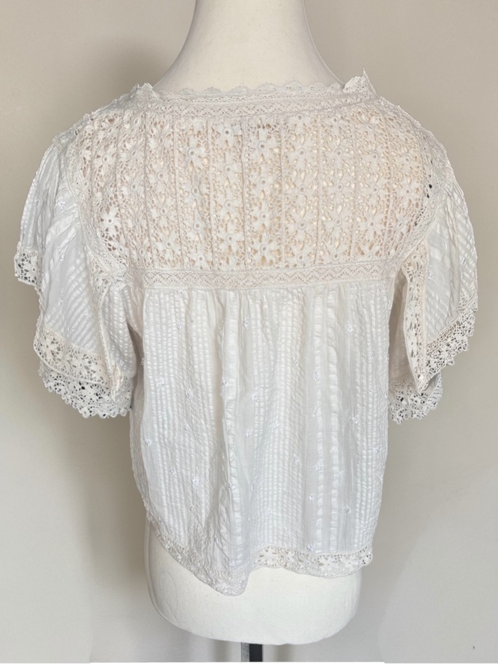 LoveShackFancy Nora Top Antique White Ivory Size Small - Picture 4 of 6